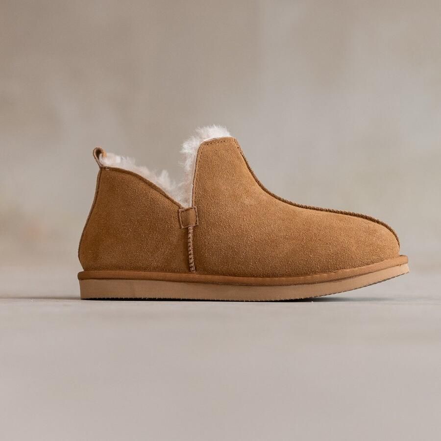 Van Buren Sinds 1861 Schapenvacht pantoffels Nooa Lamsvacht sloffen Camel