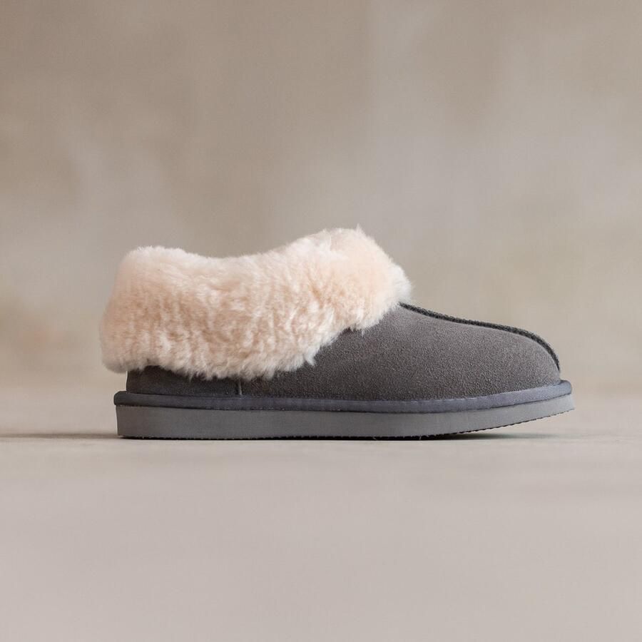 Van Buren Sinds 1861 Schapenvacht pantoffels Tuula Lamsvacht sloffen Grijs