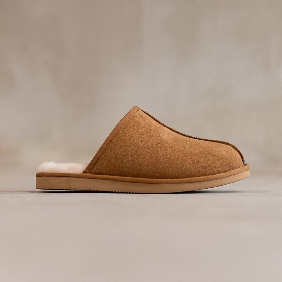 Van Buren Sinds 1861 Schapenvacht slippers Jaki Lamsvacht instap pantoffels Camel