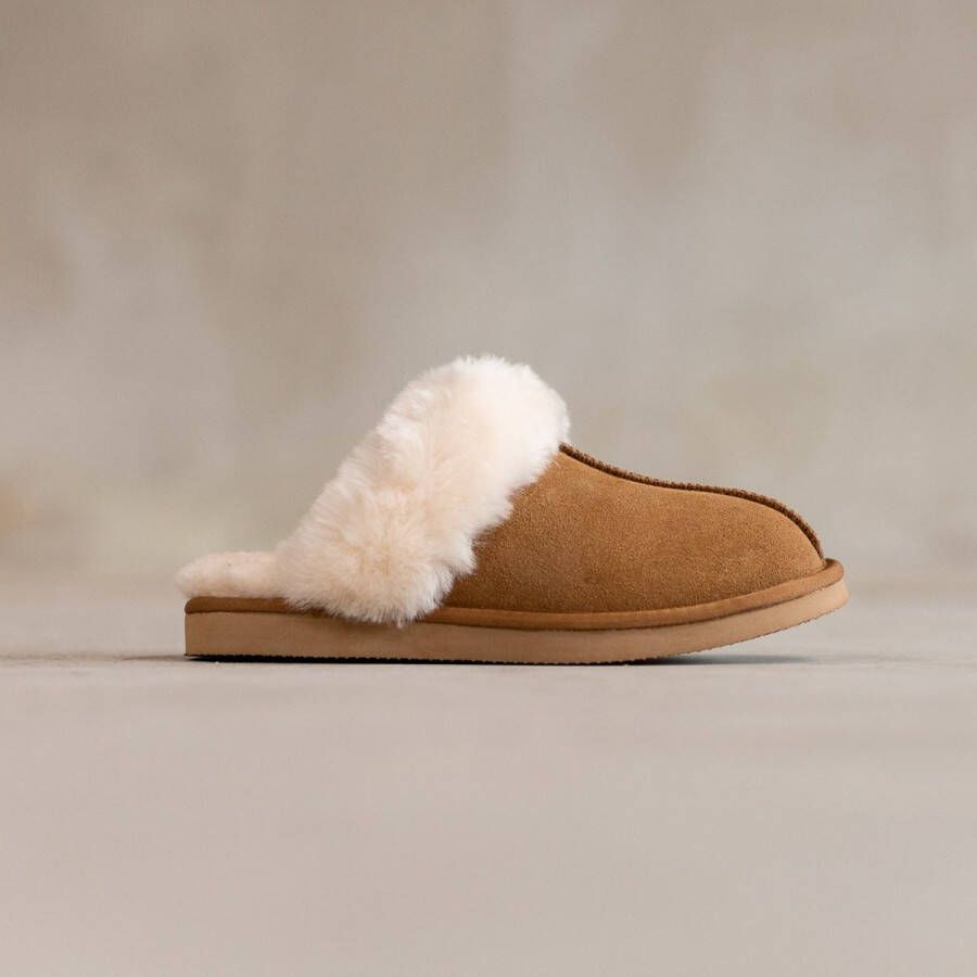 Van Buren Sinds 1861 Schapenvacht slippers Lumi Lamsvacht instap pantoffels Camel