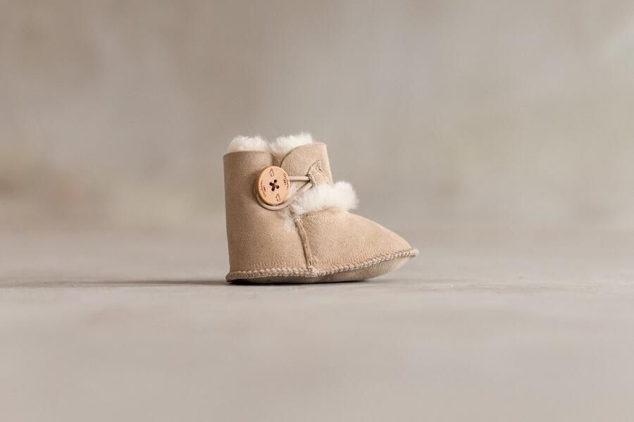 Van Buren Sinds 1861 Wollen babyslofjes Davin 100% schapenvacht Babyschoentjes van lamsvacht Offwhite