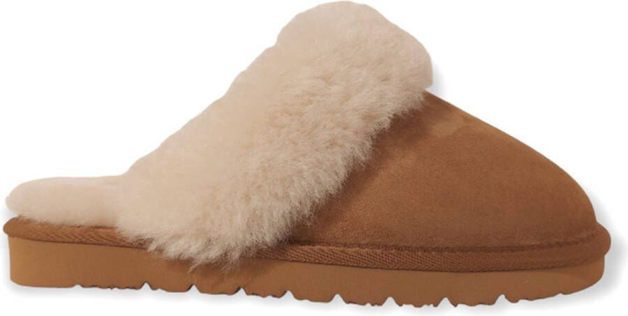 Van Driel Shoes Pantoffel Sheepskin Scuff Sis Cognac Bruin