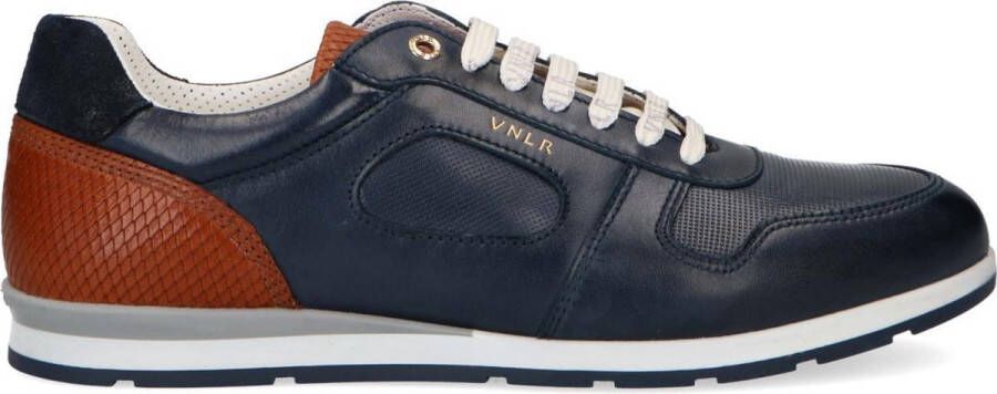 Van Lier Heren Blauwe leren sneakers - Schoenen.nl