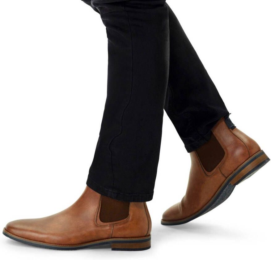Van Lier Heren Cognac leren chelsea boots