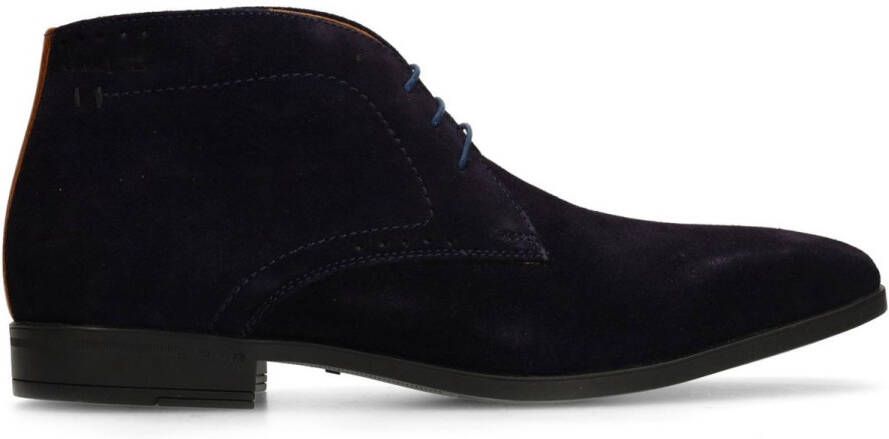 Van Lier Heren Donkerblauwe suède veterschoenen