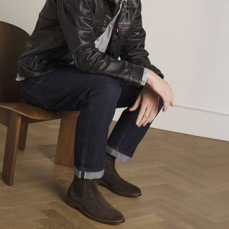 Van Lier Heren Donkerbruine suède chelsea boots