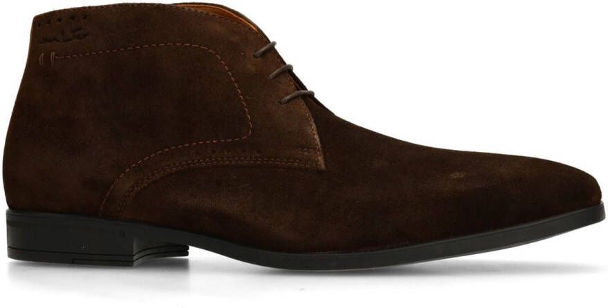 Van Lier Heren Donkerbruine suède veterschoenen