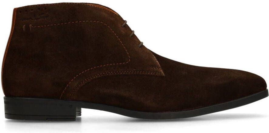 Van Lier Heren Donkerbruine suède veterschoenen