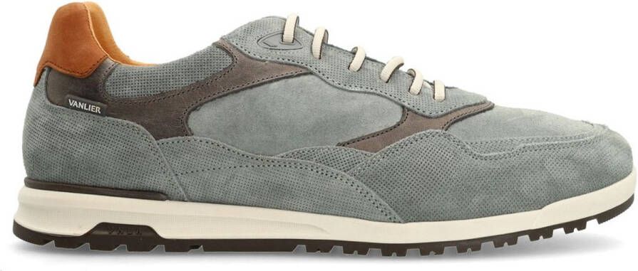 Van Lier Heren Grijze suède sneakers met leren details