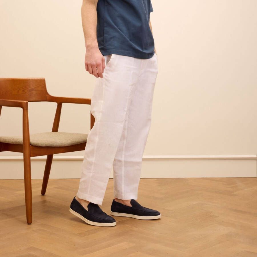Van Lier Heren Navy blauwe suède loafers