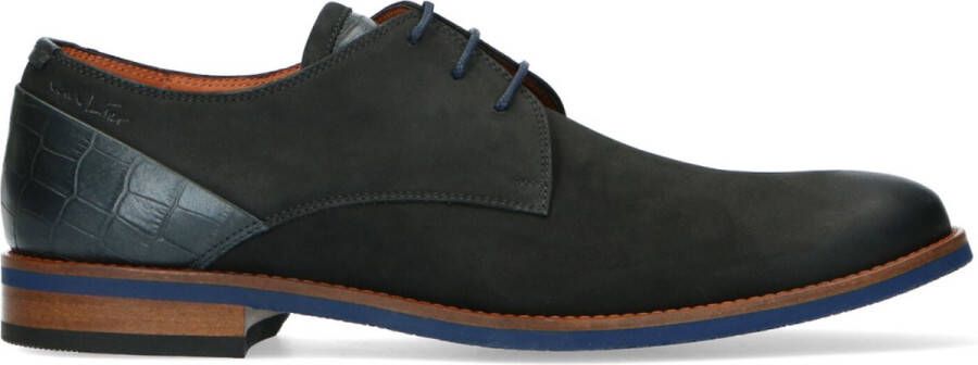 Van Lier Heren Zwarte nubuck veterschoenen