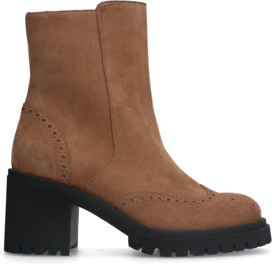 Van Lier Manfield Dames Beige suède enkellaarsjes