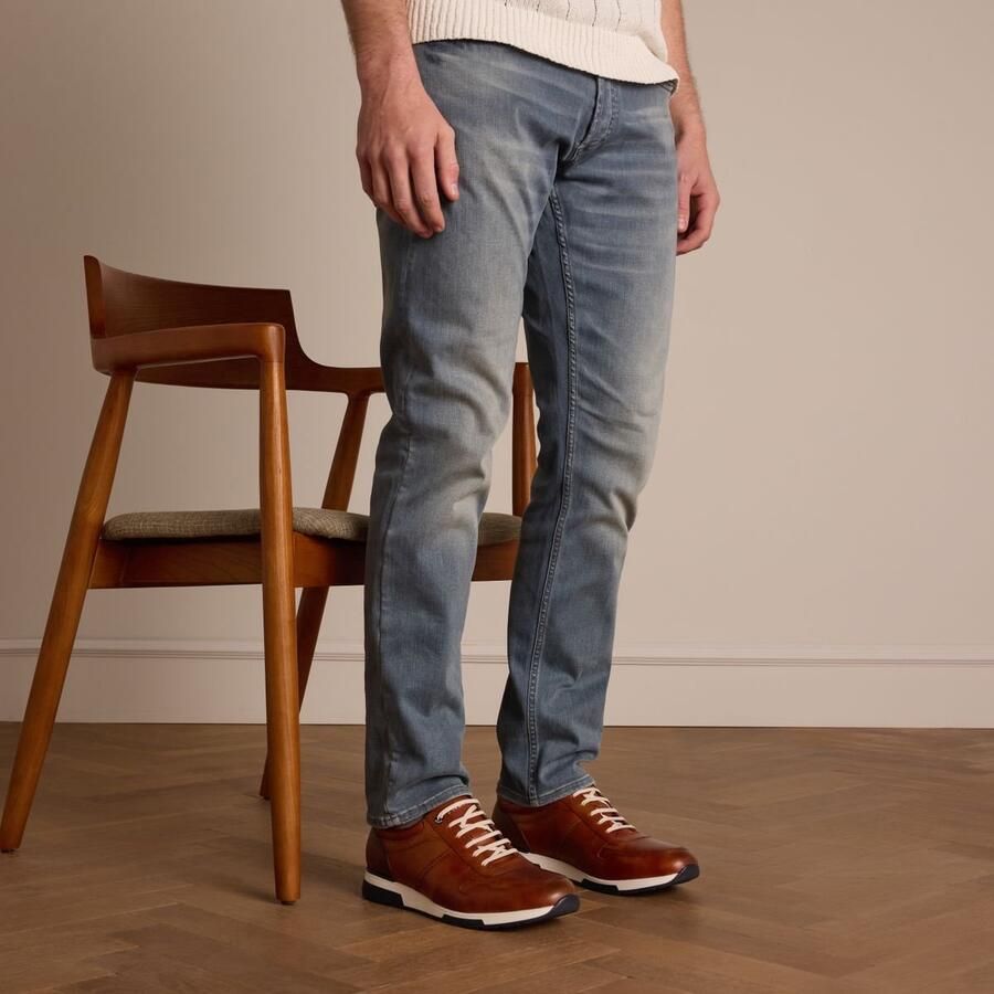 Van Lier Heren Cognac Positano leren sneakers - Foto 4