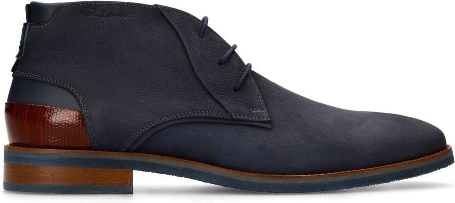 Van Lier Heren Donkerblauwe nubuck veterschoenen