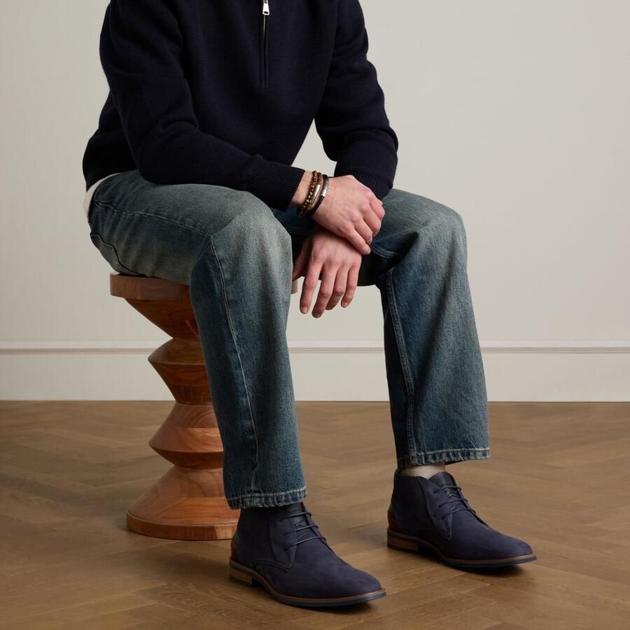 Van Lier Heren Donkerblauwe nubuck veterschoenen - Foto 2