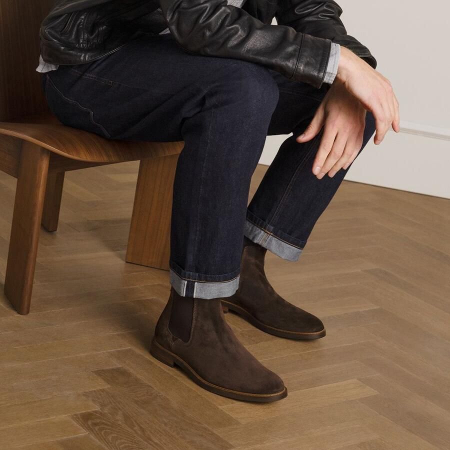 Van Lier Heren Donkerbruine suède chelsea boots - Foto 4