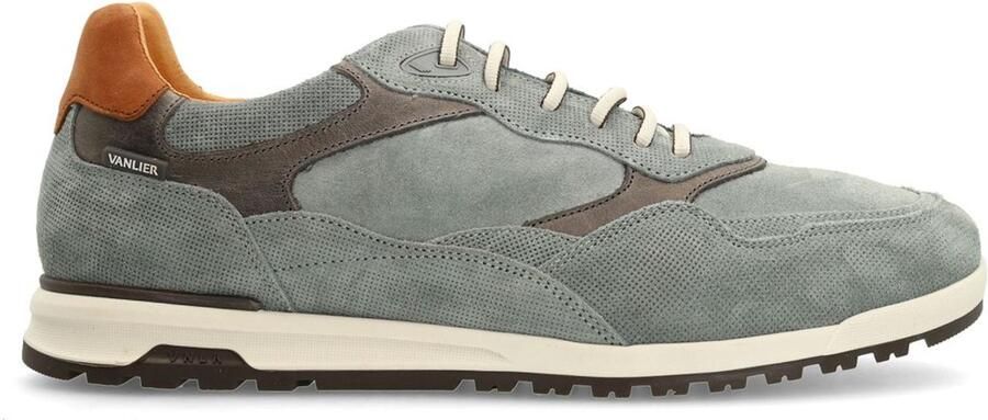 Van Lier Heren Grijze suède sneakers met leren details