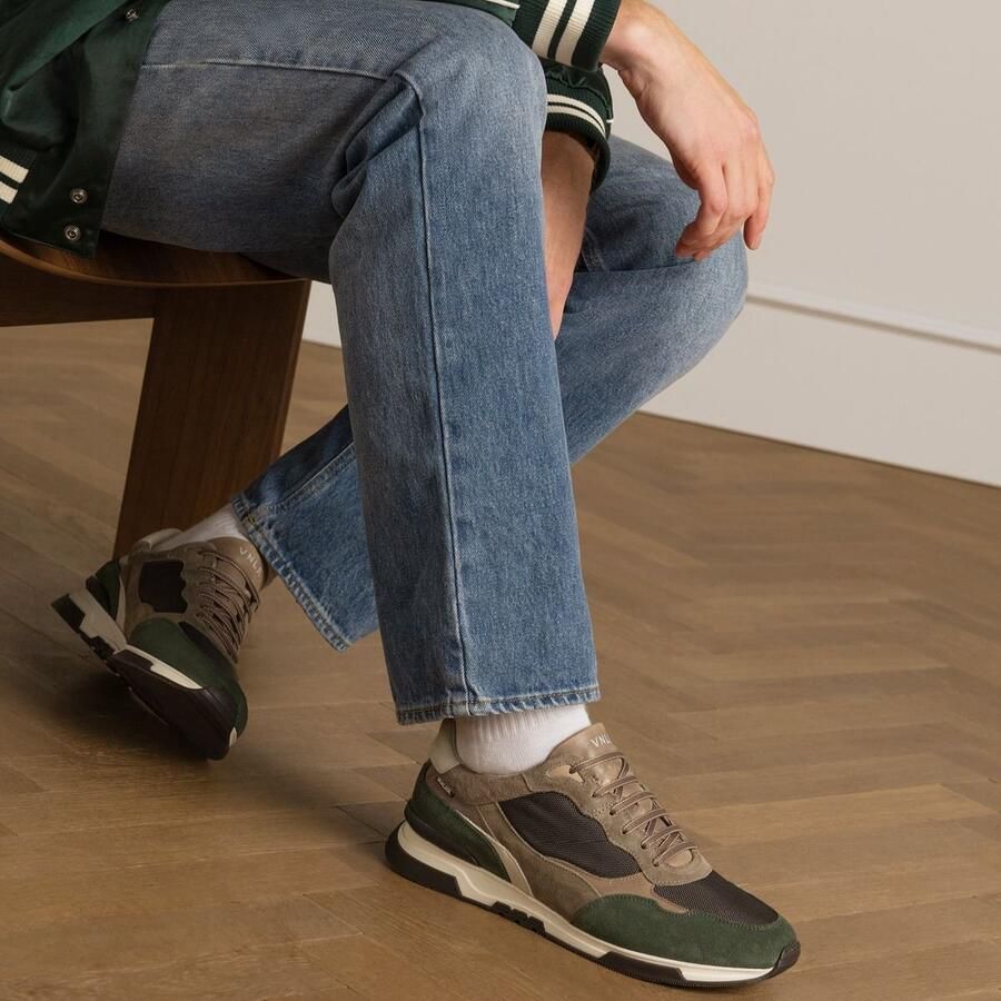 Van Lier Heren Groene suède sneakers