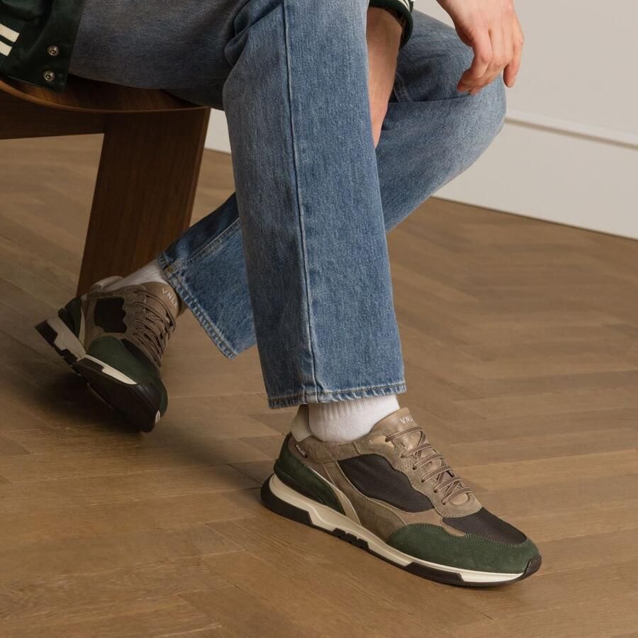 Van Lier Heren Groene suède sneakers