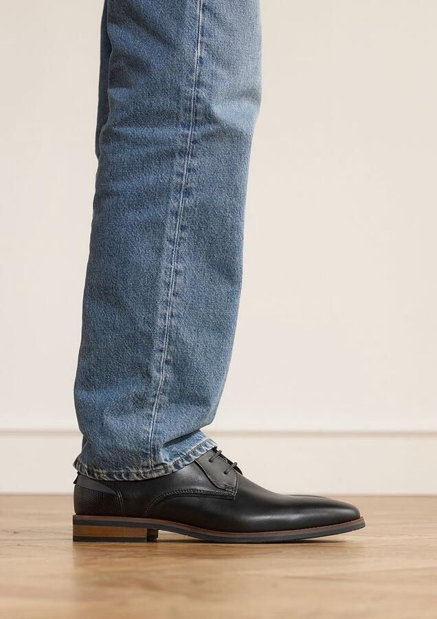 Van Lier Heren Zwarte leren veterschoenen