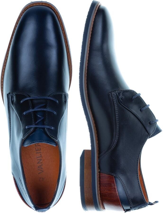 Van Lier Amalfi leren veterschoenen donkerblauw