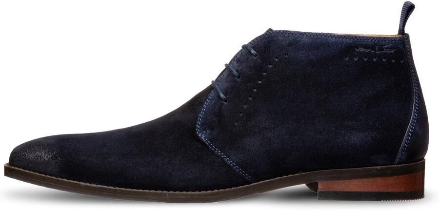 Van Lier Carvalho leren veterschoenen donkerblauw