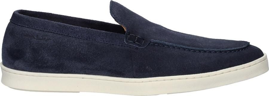 Van Lier Carvalho leren veterschoenen donkerblauw