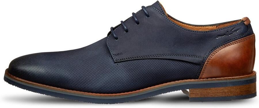 Van Lier Carvalho leren veterschoenen donkerblauw