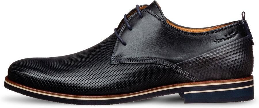 Van Lier Carvalho leren veterschoenen donkerblauw