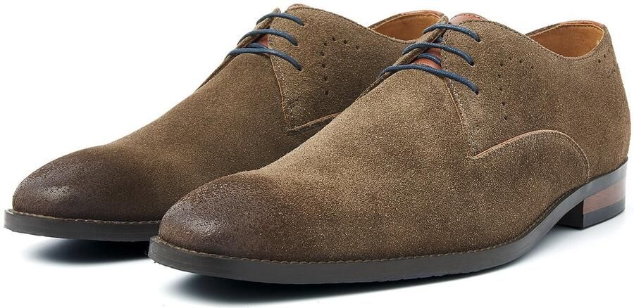 Van Lier Bregenz suède veterschoenen cognac