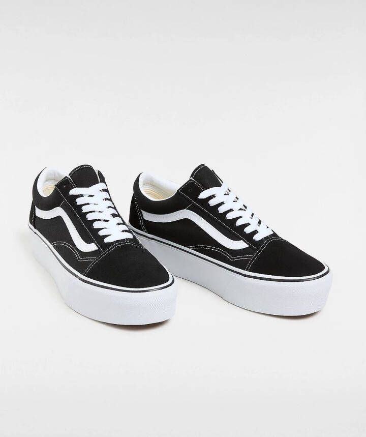 Vans Brooklyn LS Platform SUEDE CANVAS Dames Sneakers BLACK WHITE