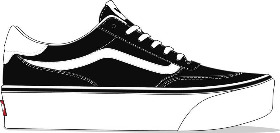 Vans Brooklyn LS Platform SUEDE CANVAS Dames Sneakers BLACK WHITE