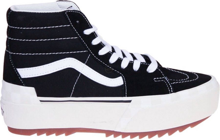 Vans Ua Sk8 Hi Stacked Suede Canvas Black Blanc Sneaker - Foto 12