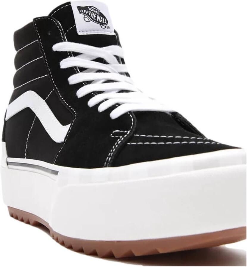 Vans Ua Sk8 Hi Stacked Suede Canvas Black Blanc Sneaker - Foto 6