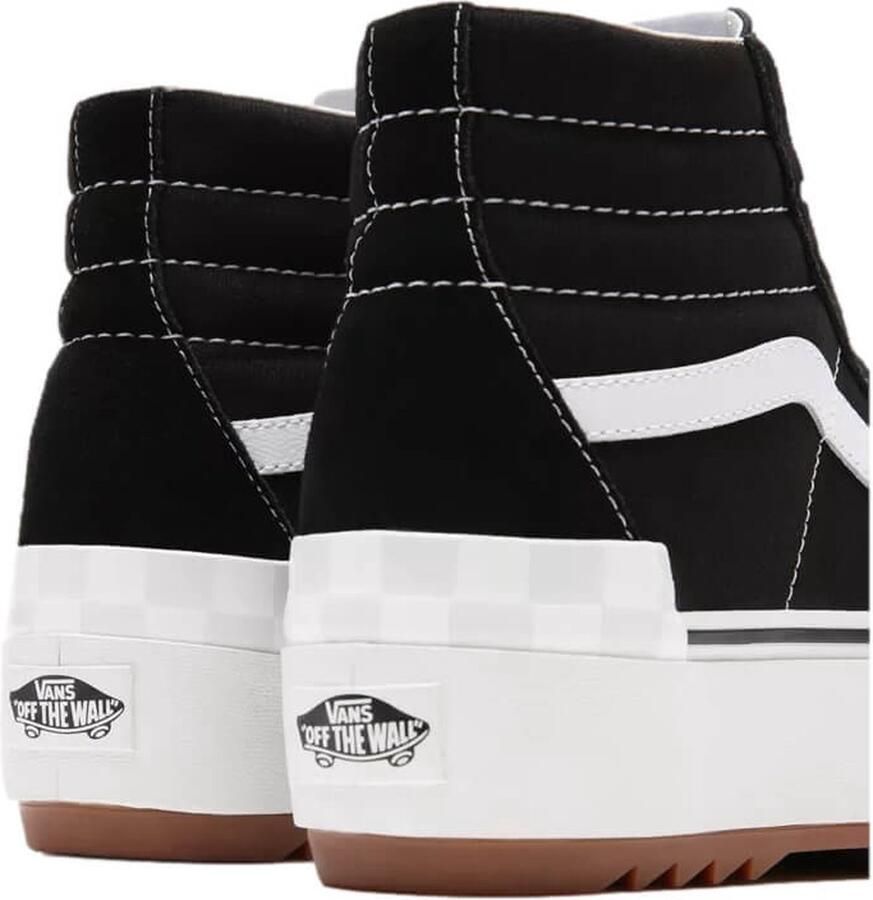 Vans Ua Sk8 Hi Stacked Suede Canvas Black Blanc Sneaker - Foto 4