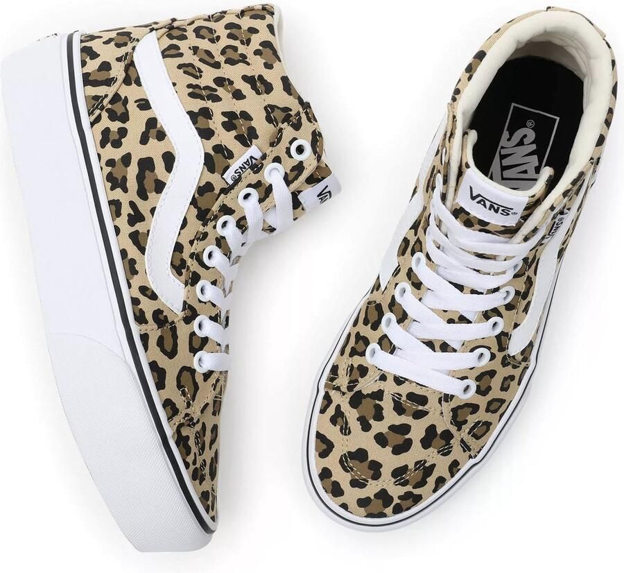 VANS Filmore Hi Platform Animal sneakers met panterprint camel wit - Foto 4