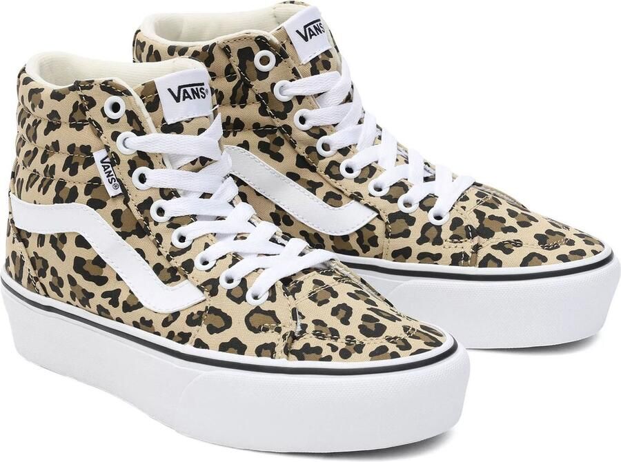 VANS Filmore Hi Platform Animal sneakers met panterprint camel wit - Foto 8