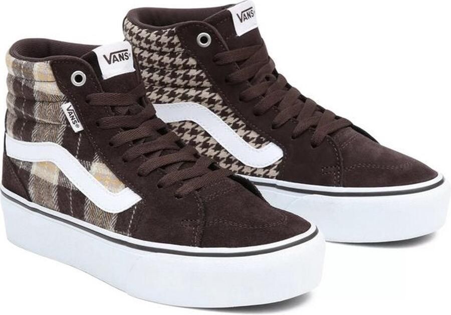 Vans WM Filmore Hi Platform Dames vrijetijds schoenen Plaid Mix Brown White - Foto 3