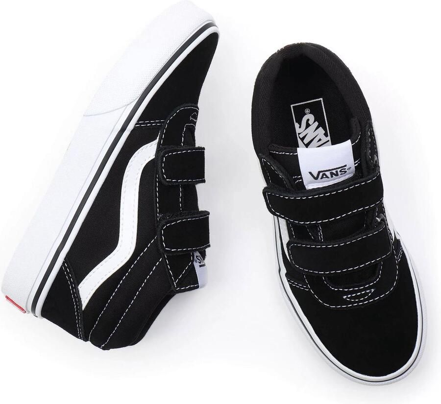 Vans YT Ward Mid V (SUEDE CANVAS)BLACK WHITE Sneakers Unisex - Foto 3
