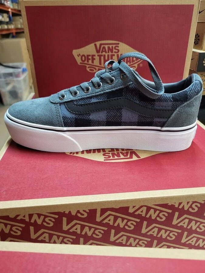 VANS Ward Plaid Platform sneakers grijs wit - Foto 2