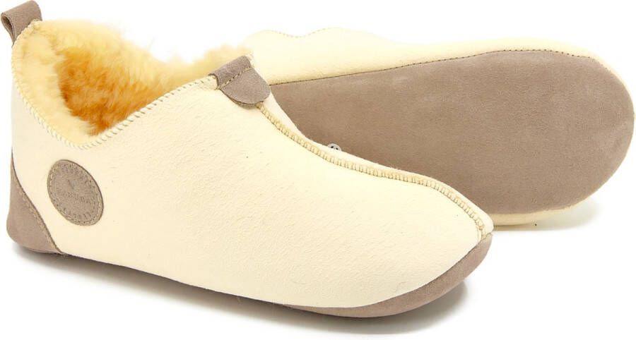 Vanuba Suède sloffen gevoerd met medicinale wol Rolstoel sloffen Gezondheid pantoffels Echt leer Beige geel - Foto 2