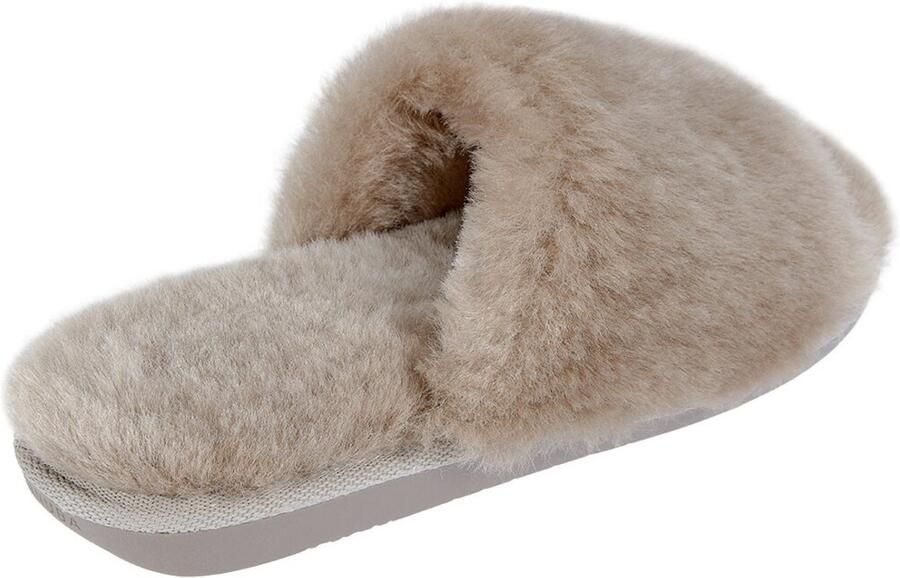 Vanuba ANOA Dames Pantoffels Chocolade Schapenwol Thermorubber Zool