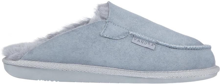 Vanuba Awassi Dames Leren Pantoffels Grijs-Wit Ongelofelijk Comfort Schapenwol