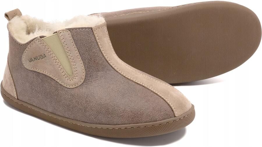 Vanuba Dames Pantoffels Leer Wol Hoge Laarsjes