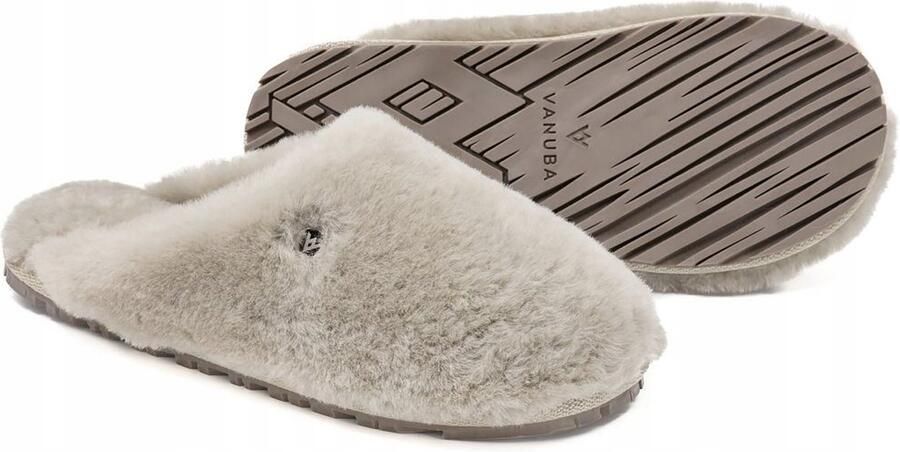 Vanuba Dames Pantoffels Van Wol Mout Taupe