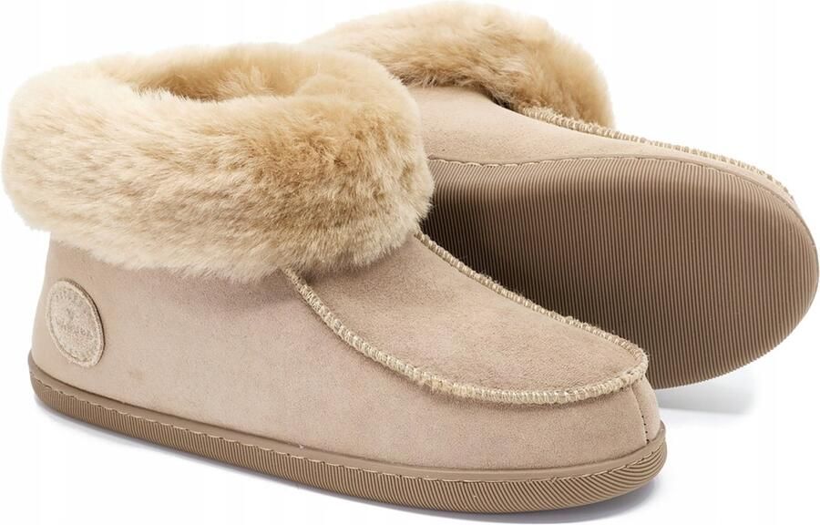 Vanuba Dames Pantoffels Wol Leer Bambosjes