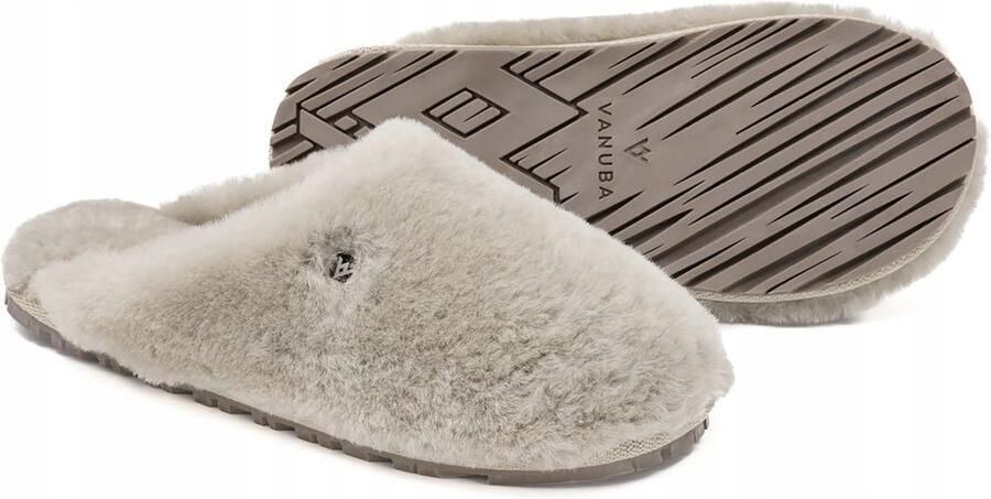 Vanuba Dames Pantoffels Wol Taupe Comfort & Stijl