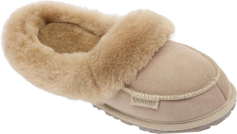 Vanuba Najdi II Dames Sloffen Grijs-wit Wol Vacht