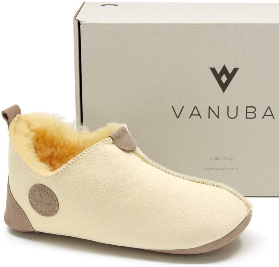 Vanuba Oxford Relugan Pantoffels Geel Natuurlijke Materialen Thermoregulerend