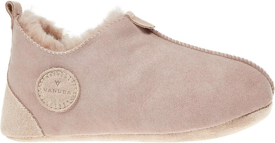Vanuba Oxford Kinderpantoffels Beige Leren Zachte Zool